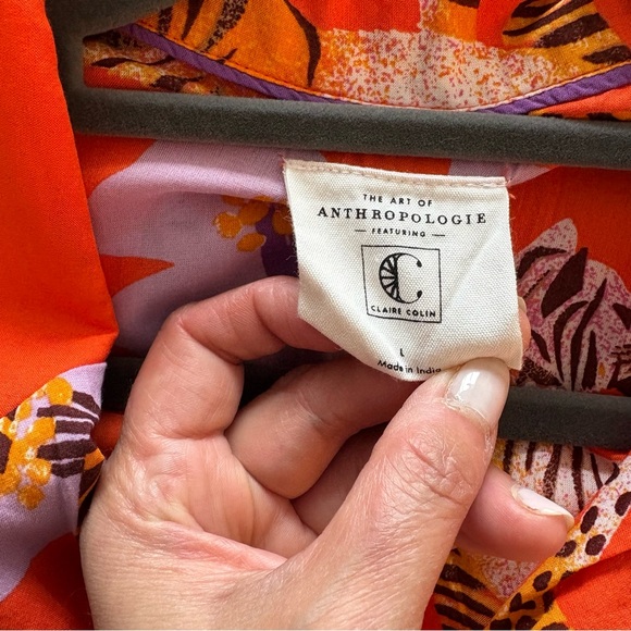 Anthropologie Claire Colin Dreamer Pajama Tiger Flower Print TOP Size L NWOT - Picture 12 of 12